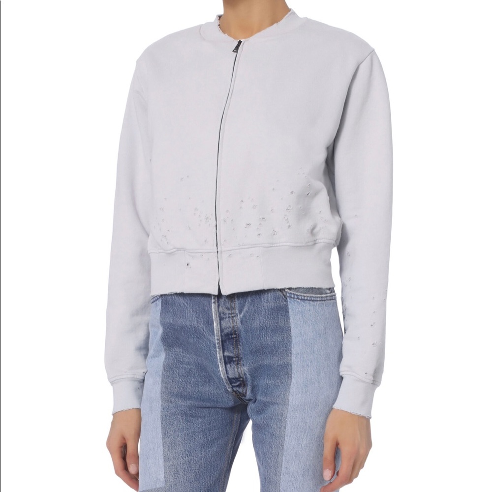 Cotton Citizen Milan Bomber Zip-Up Sweatshirt, Size XS, Gray